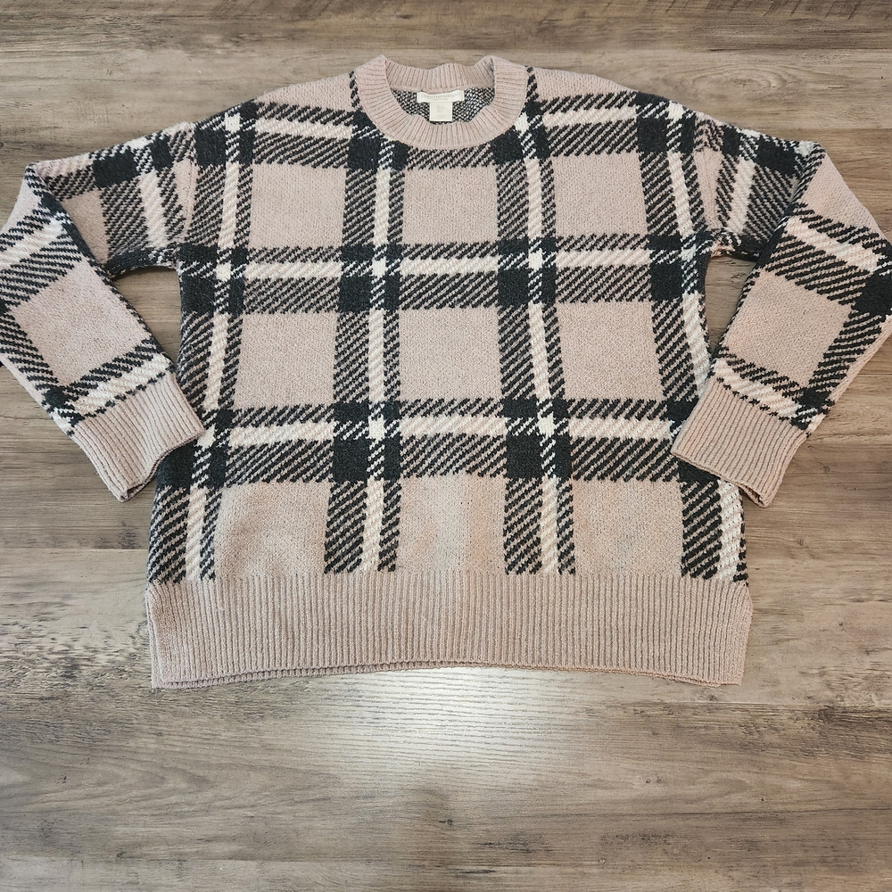 Christian Siriano Women's New York Pullover Plaid Sweater Size S